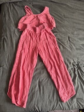 Arizona Jean Company Pink Gauze Wide-Leg Pants 100% cotton